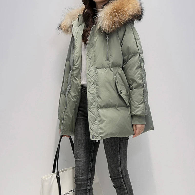 Women's Hooded Parka Pure Color Casual Thicken Jacket Korean Fashion Long Sleeve Women's Jacket 2022 Winter New Down Jacket
