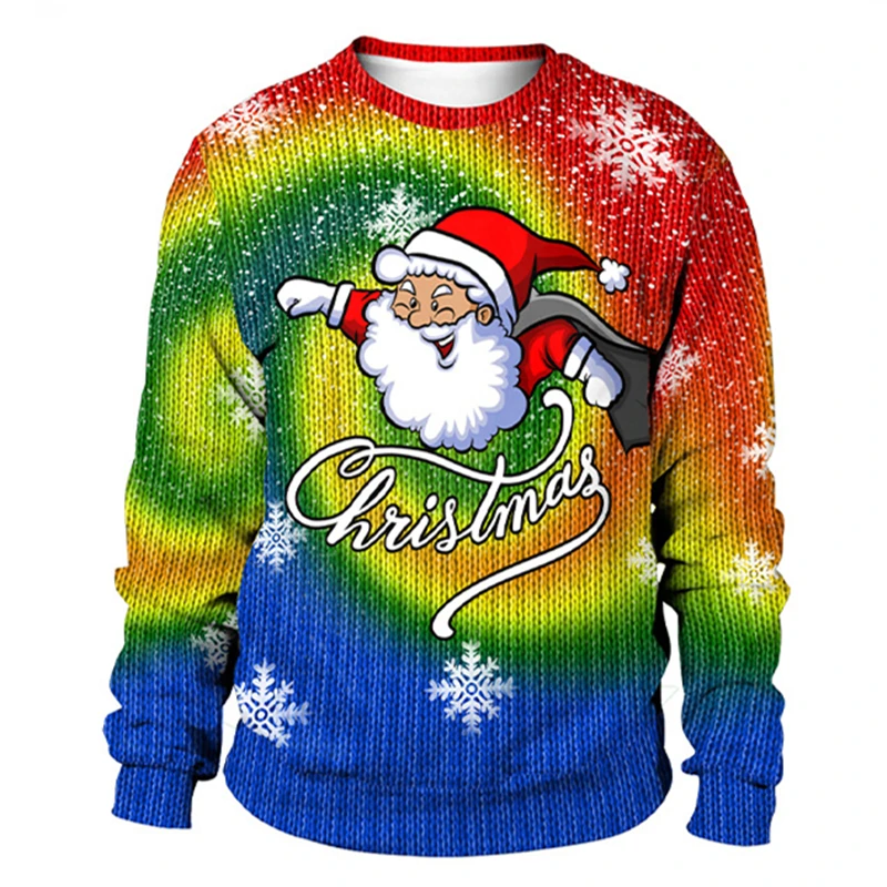 

New Christmas Sweatshirt Outfits Unsex Women Men Xmas Sweaters Couple Jersey Winter Jumper Full Sleeve Autumn Fall Sweater Funny