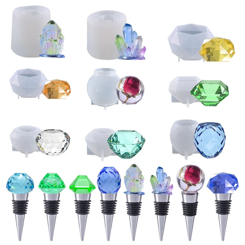 Wine Bottle Stopper Silicone Mold DIY uv Resin Epoxy Mold Crystal Cluster Silicone Mold Handicraft Making Accessories