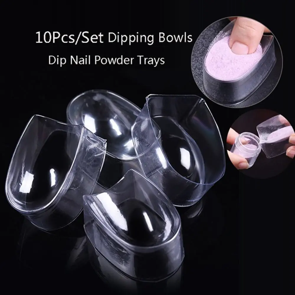 

10PCs Transparent Nail Dust Box Nail Art Tools French Nail Dipping Trays Dip Nail Powder Box Nail Powder Container Dipping Bowls