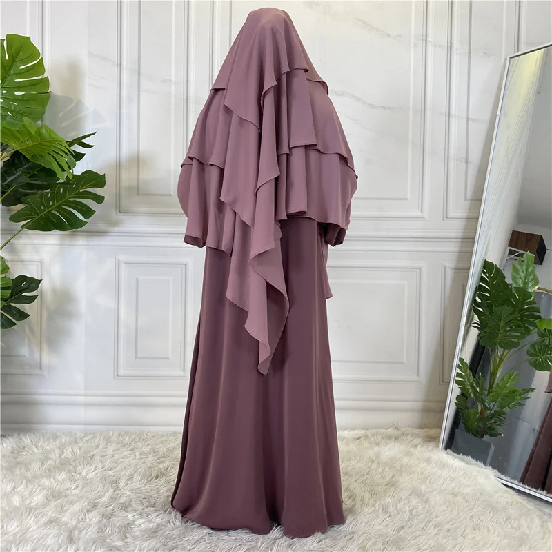Womens Muslim Hijab Fashion Three-layer Scarf Shawl Prayer Headscarf Middle East Saudi Arabia Islam Ramadan Abaya Headdress