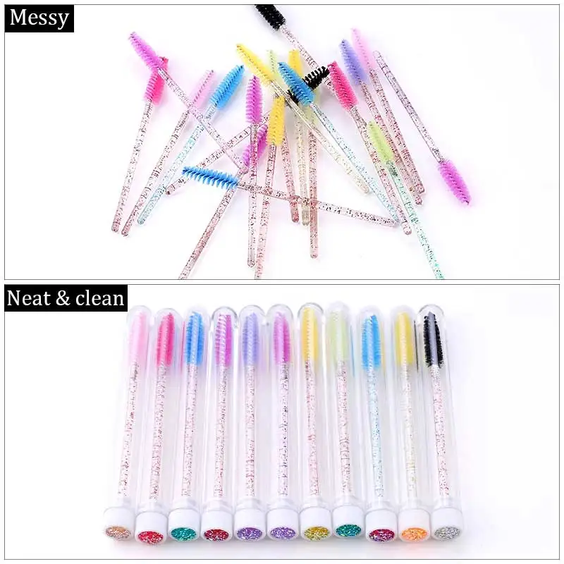

Reusable eyebrow brush tube disposable eyelash brush eyebrow brush with New eyelash resin drill replaceable brushes dust-proof