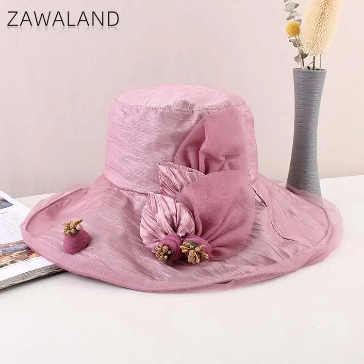 

Beach Woman Hats Flower Fisherman Hat Fashion Summer Big Brimmed Uv Protection Sunscreen Ladies Hats Panama Foldable Sun Hat