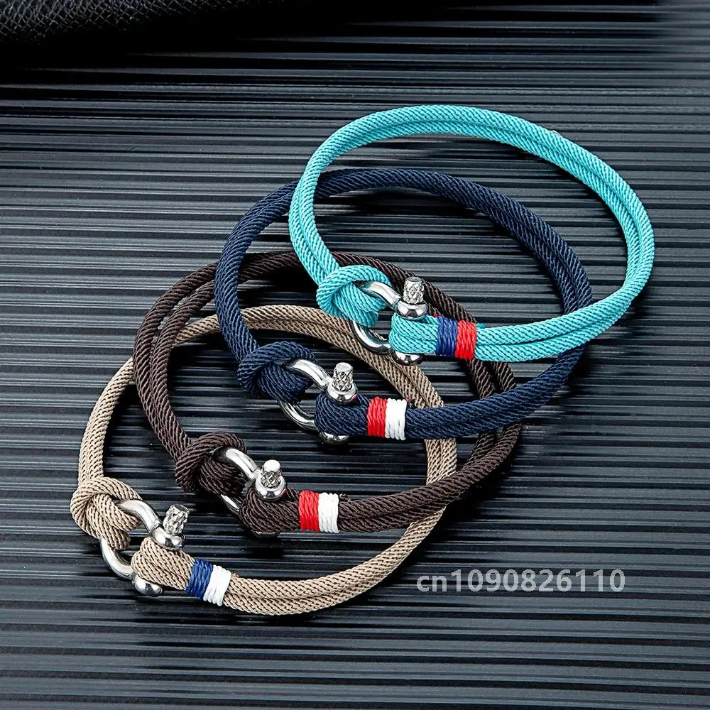 MKENDN темно-синий плетеный веревочный браслет из нержавеющей стали мини-подкова с