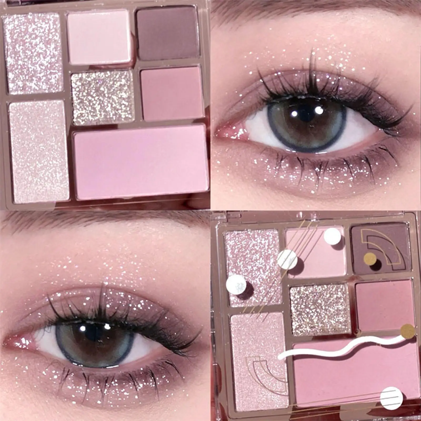 

Pearly Glitter Eyeshadow Palette 9 Color Shimmer Matte Rose Pink Purple Eyeshadow Earth Tones Shiny Eye Shadow Makeup Pigments