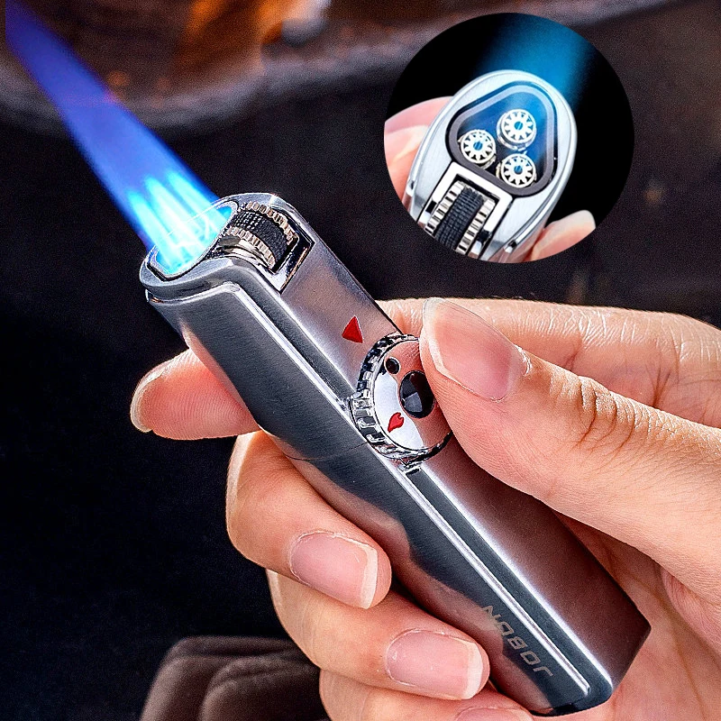 

Jobon Gas Lighter Windproof Jet Torch Turbine Grinding Wheel Metal Spray Gun 3 Flames With Cigar Drill Butane Lighters Smoking