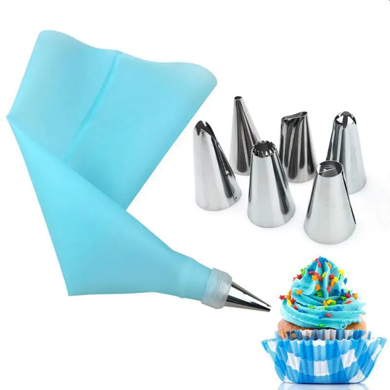 

8Pcs/Set Silicone Icing Piping Bag Cream Pastry Bag Cooking Fondant Cake Decorating Tools Pastry Nozzle Set Kitchen Accessories