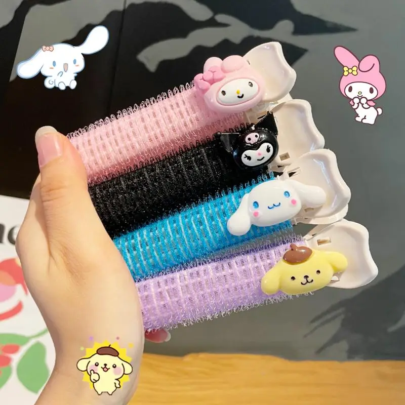 

Милые кавайные волосы Kuromi Mymelody Cinnamorol пушистые бигуди без следов заколка для волос корни волос Высокий череп топ фиксированная челка зажим д...