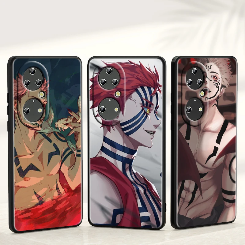 

Cartoon Anime Jujutsu Kaisen For Huawei P50 P40 P30 P20 Pro Plus 5G 2019 E P10 P9 Lite mini 2017 Soft Black Phone Coque Fundas