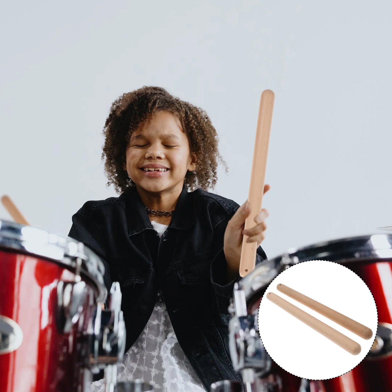 Percussion Wood Sticks Drum Drums Kids Drumsticks Hardwood Rhythm Grip Classical Claves Silent enlarge