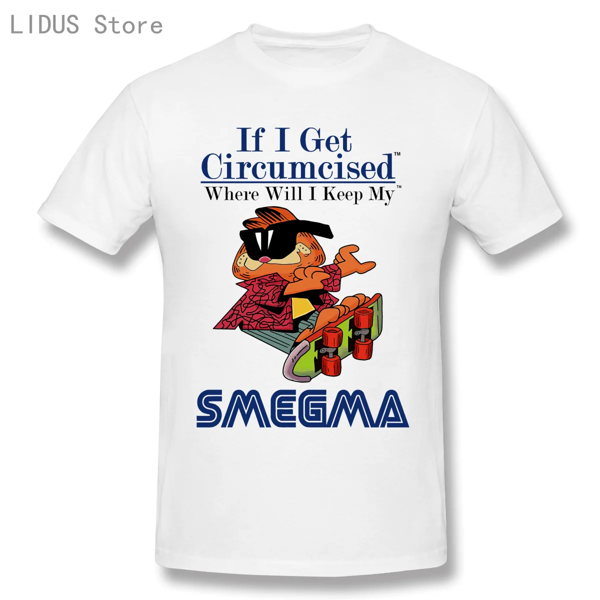 

Fun Odie Orange Cat Smegma T shirt Harajuku Gothic T-shirt Men's And Women Clothing Tops Big Size Cotton Crewneck TShirt
