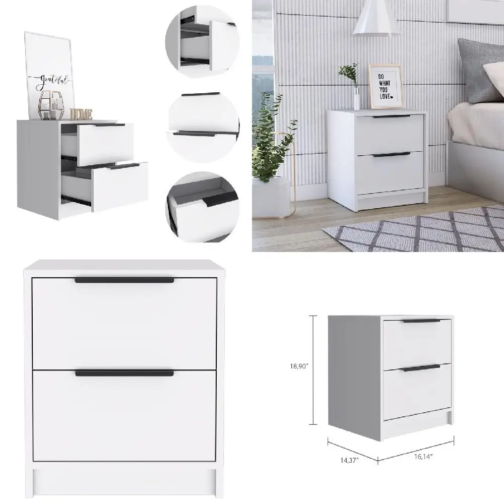 

Modern Stylish Newly-Designed White Painted 2 Drawers Side Table Nightstand