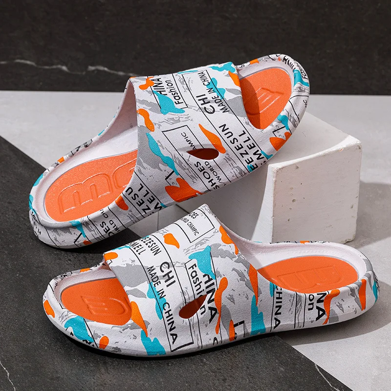 2022 Summer Men Slippers Thick Platform Beach Flip Flops Soft Thick Heel Non-slip Sole Casual Couples Shoes Outdoor Sandals