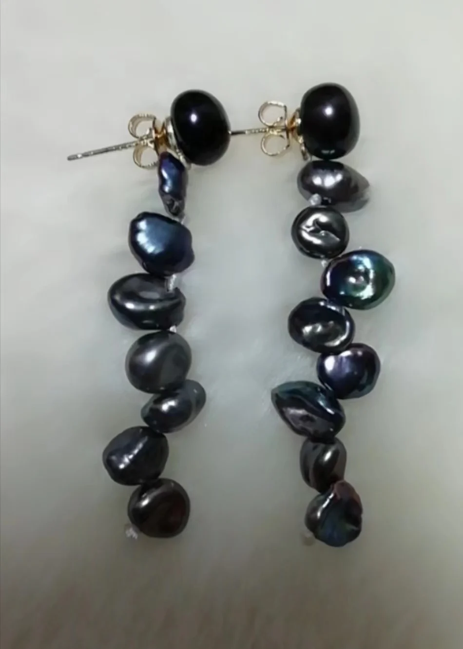 

2022 Newest Favorite Pearl Earrings,100% Real Black Baroque Pearl Silver Stud Long Dangle Jewelry,Wedding Birthday Lady Gift