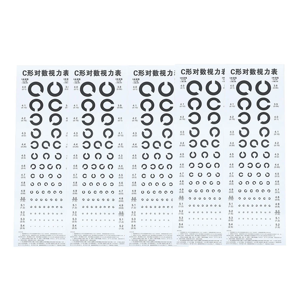 

6 Sheets Eye Chart Home Simple Useful C-type Clinic Eye Test Chart Eye Exam Chart for Clinic Vision Test Home