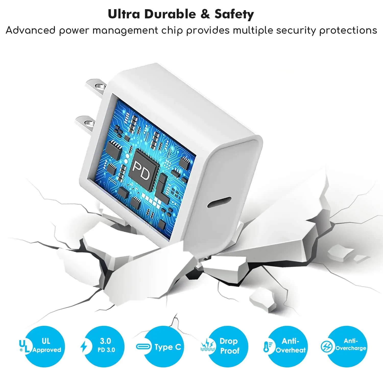 Зарядное устройство PD с двумя USB-портами и поддержкой быстрой зарядки 20 Вт