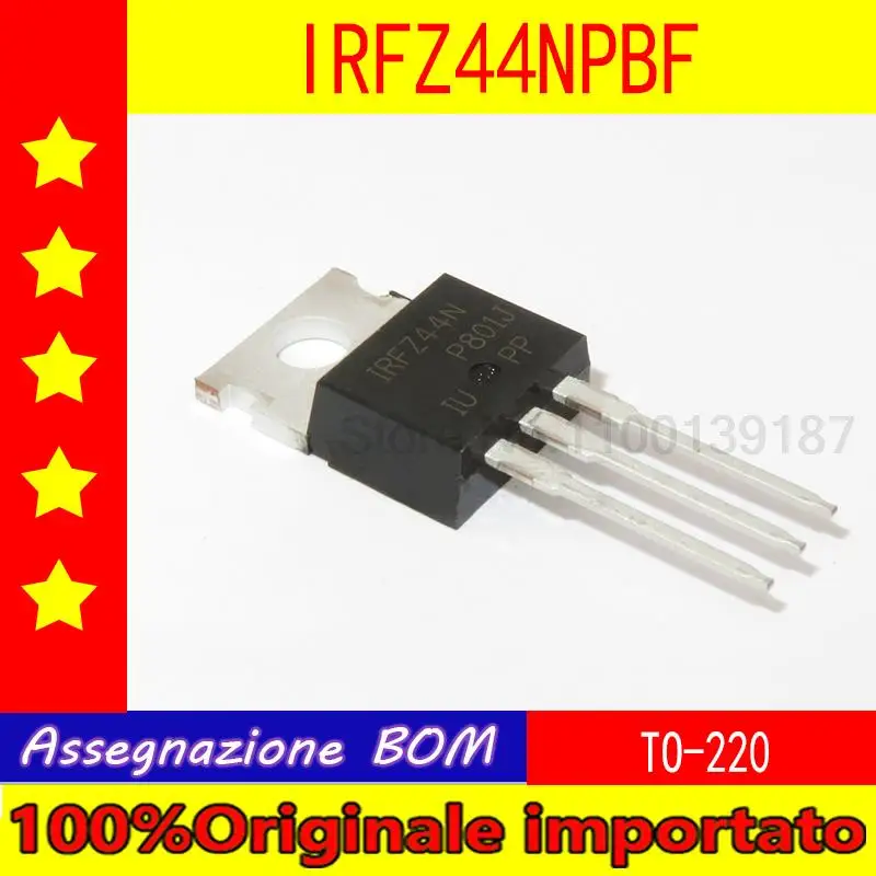 

100% Оригинальный импортный транзистор полевого эффекта 50 шт./лот IRFZ44NPBF IRFZ44N TO-220 MOSFET MOSFT 55V 41A
