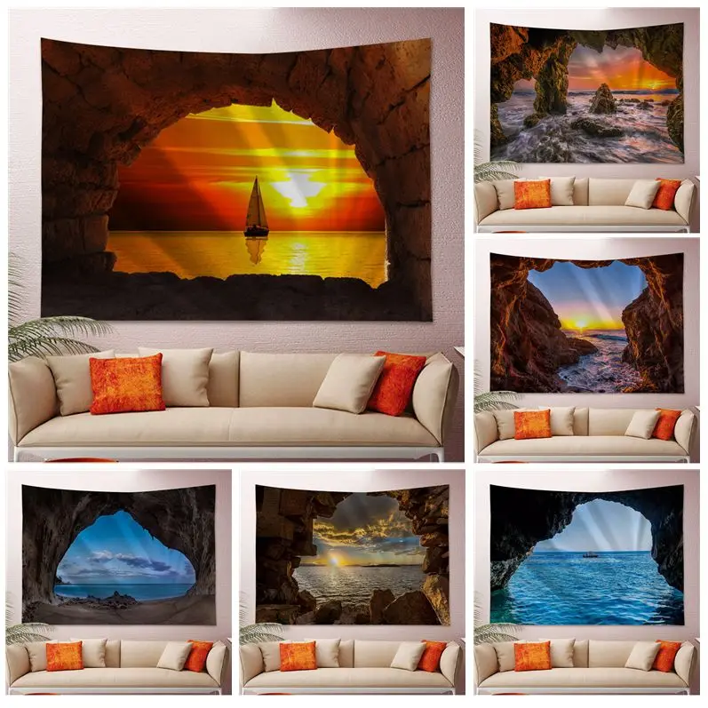 

Cave Path Ocean Tapestry Art Printing Japanese Wall Tapestry Anime Wall Hanging Home Decor