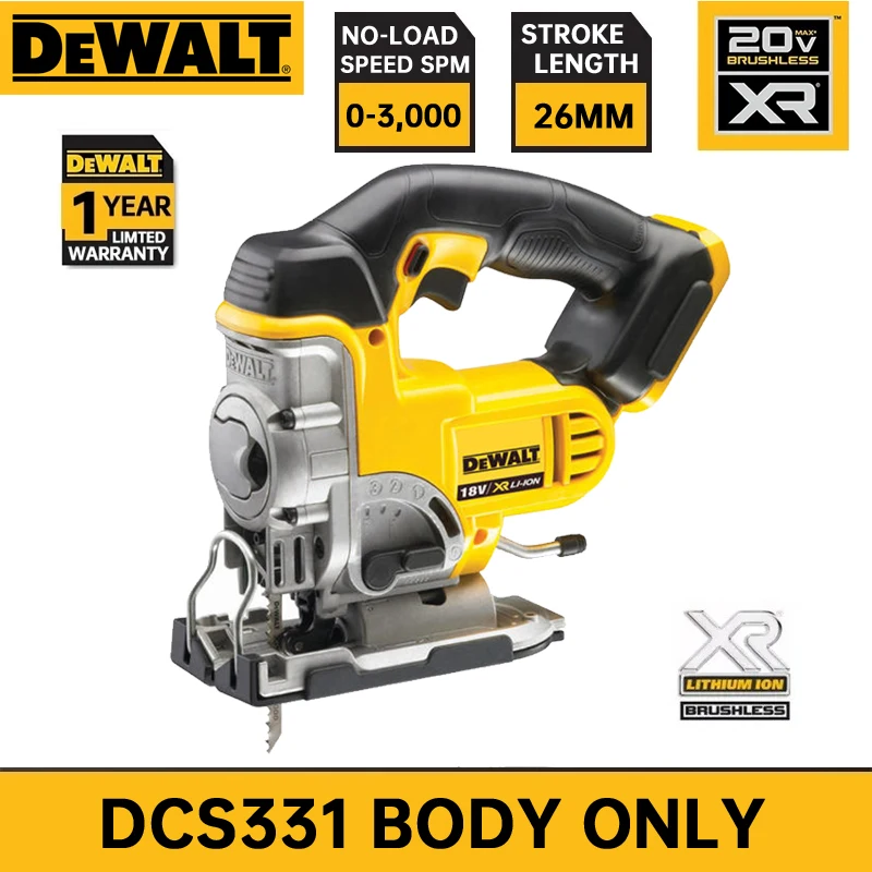 

Dewalt DCS331 Cordless Jig Saw 18V/20V MAX Rechargeable Wood Electric Scroll Saws Power Tool 3000SPM Linear Curve Cutting Saws