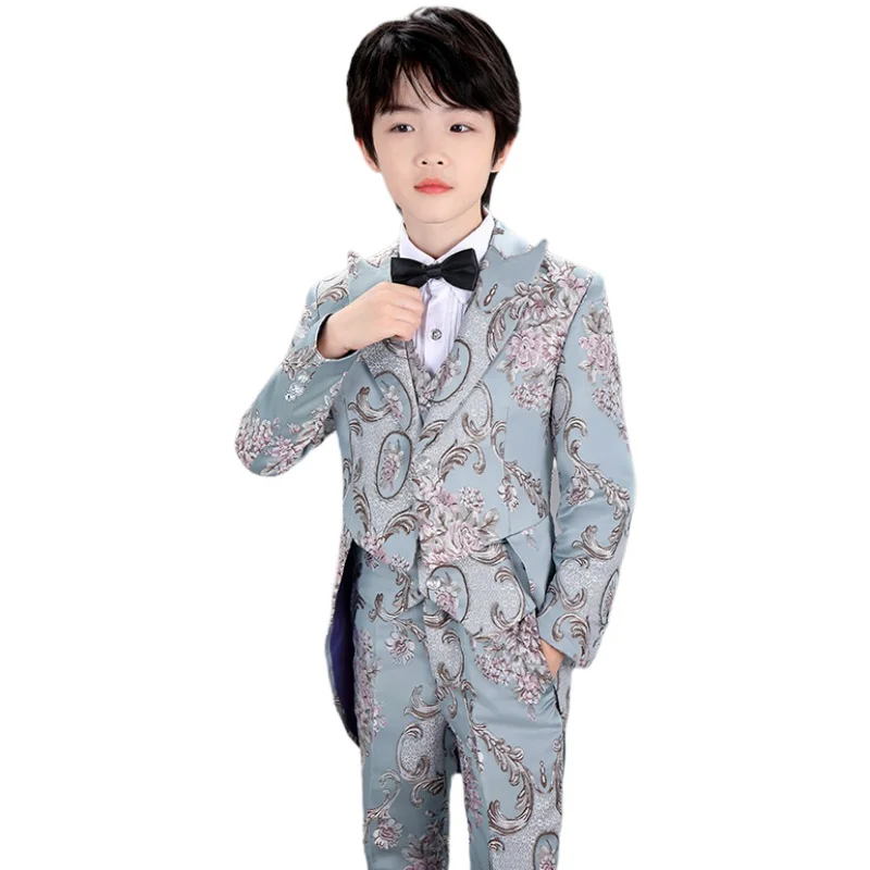 

Boys' dresses children's performance clothes English style piano Tuxedo Dress foreign style flower children's show suit 110-160