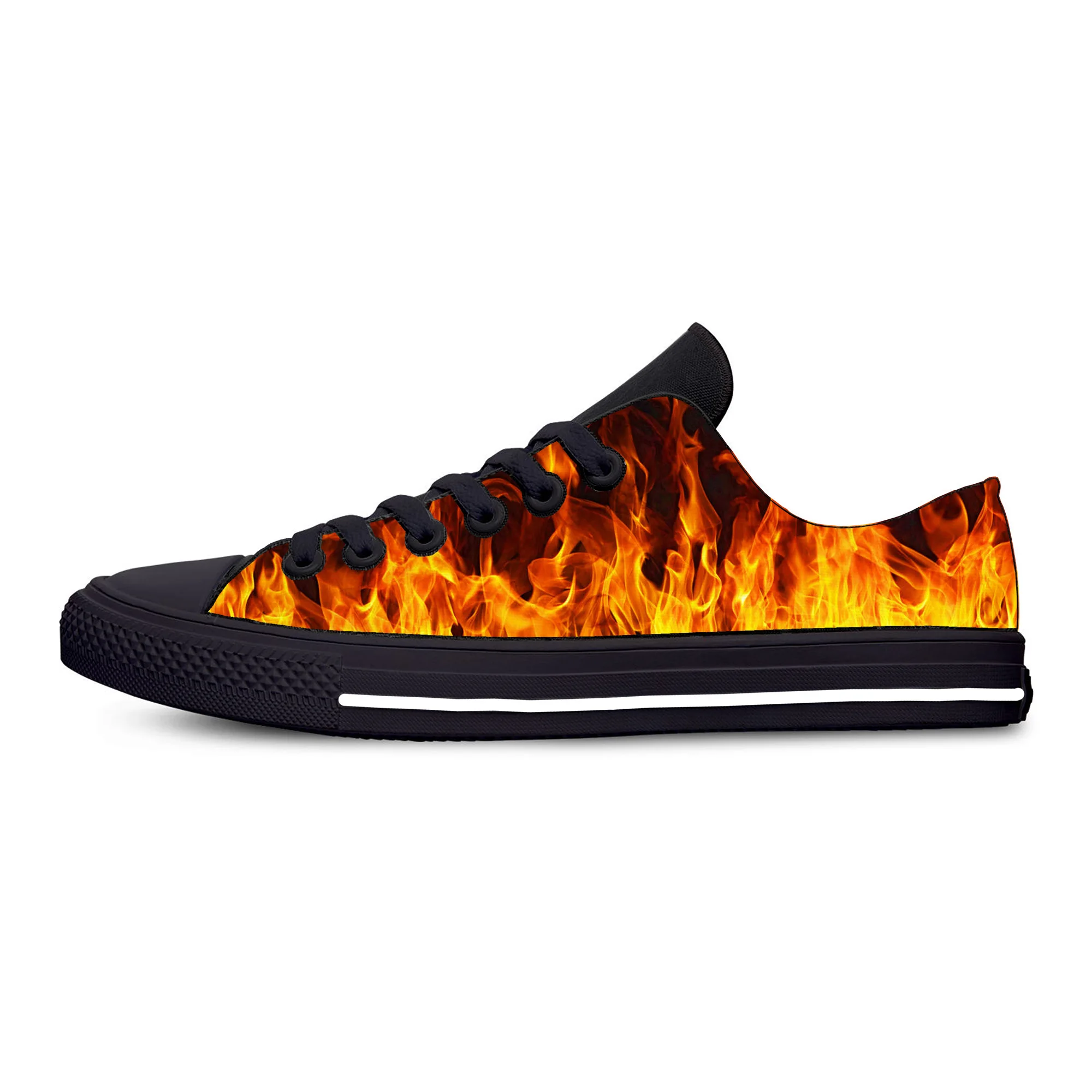 

Hot Anime Cartoon Comic Flaming Flame Fire Pattern Casual Cloth Shoes Low Top Lightweight Breathable 3D Print Men Women Sneakers
