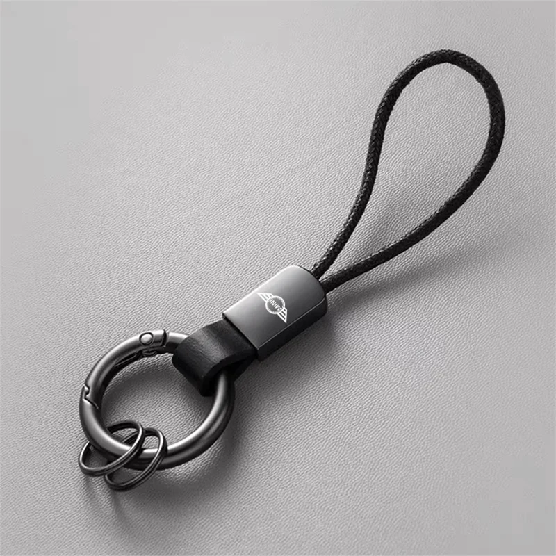 

Man Women Leather Rope Keyring Key Chain Ring Car Logo Keychain For BMW Mini Cooper Countryman Clubman R55 R56 R60 F54 F55 F56