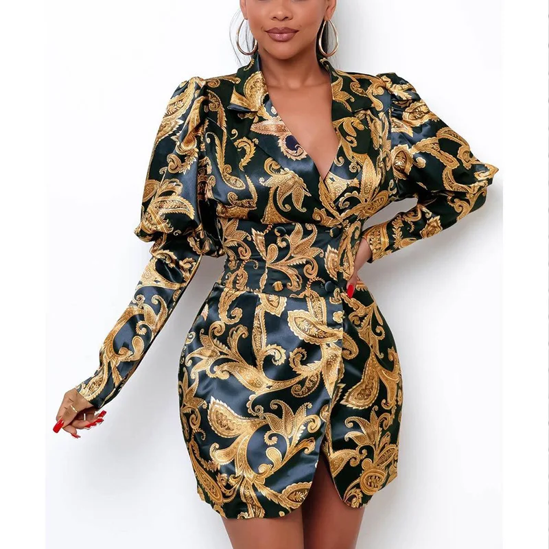 2022 Autumn/Winter Retro Print Tie Dye Women's Blazer Fashion Long Sleeve Office Sexy Ladies Casual Y2K Western Fit Dress Jacket