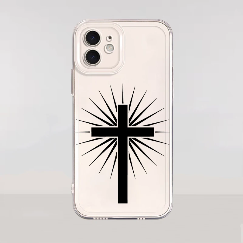 Фото Мягкий чехол для телефона для iPhone 17 Pro Max 15 14 Plus 17e Air XR 12 Mini 13 Pro XS Max 16 11 Good Luck Cross №3