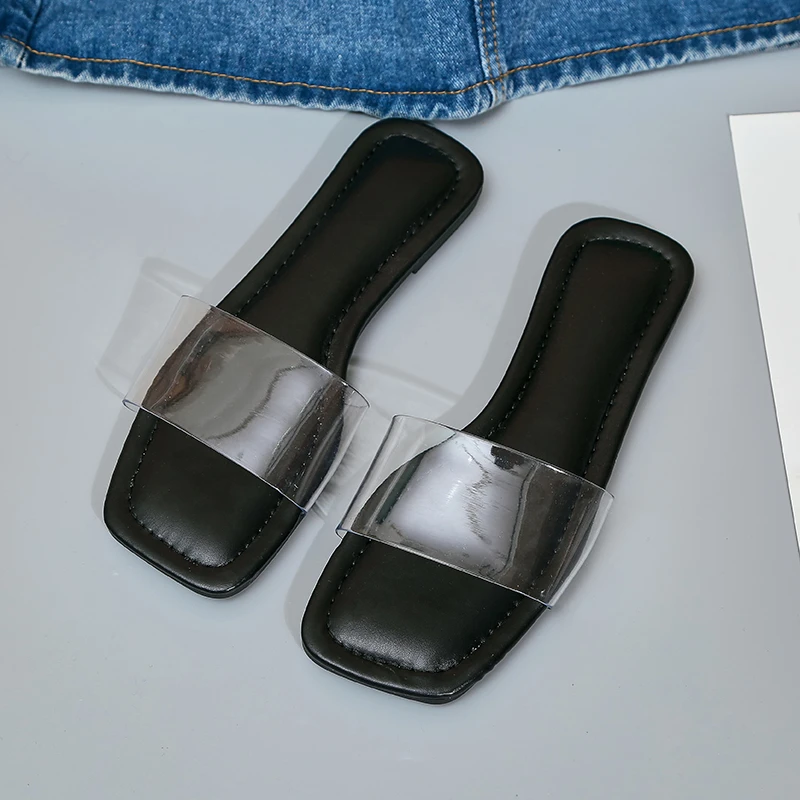 

Новинка лета 2023, сандалии из ПВХ, женские шлепанцы, прозрачные шлепанцы на плоской подошве, модные привлекательные туфли, повседневные шлепанцы с открытым носком, сланцы