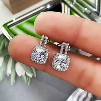 fashion versatile dazzling circle stud earrings with crystal cubic zirconia minimalist silver earrings for teens womens jewelry
