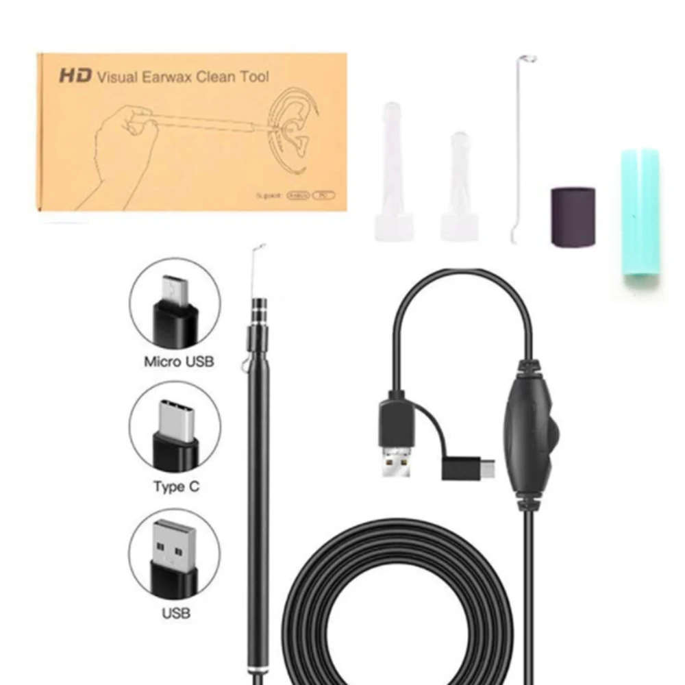 

Ear Cleaning Endoscope Spoon Mini Camera Ear Picker Ear Wax Removal Visual Ear Mouth Nose Otoscope Support Android PC