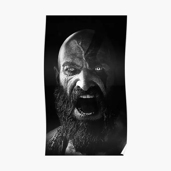 

Черно-белый плакат Kratos, современный декор, украшение для дома, живопись, забавная печать, Настенная картина, винтажная комната искусства, без рамки