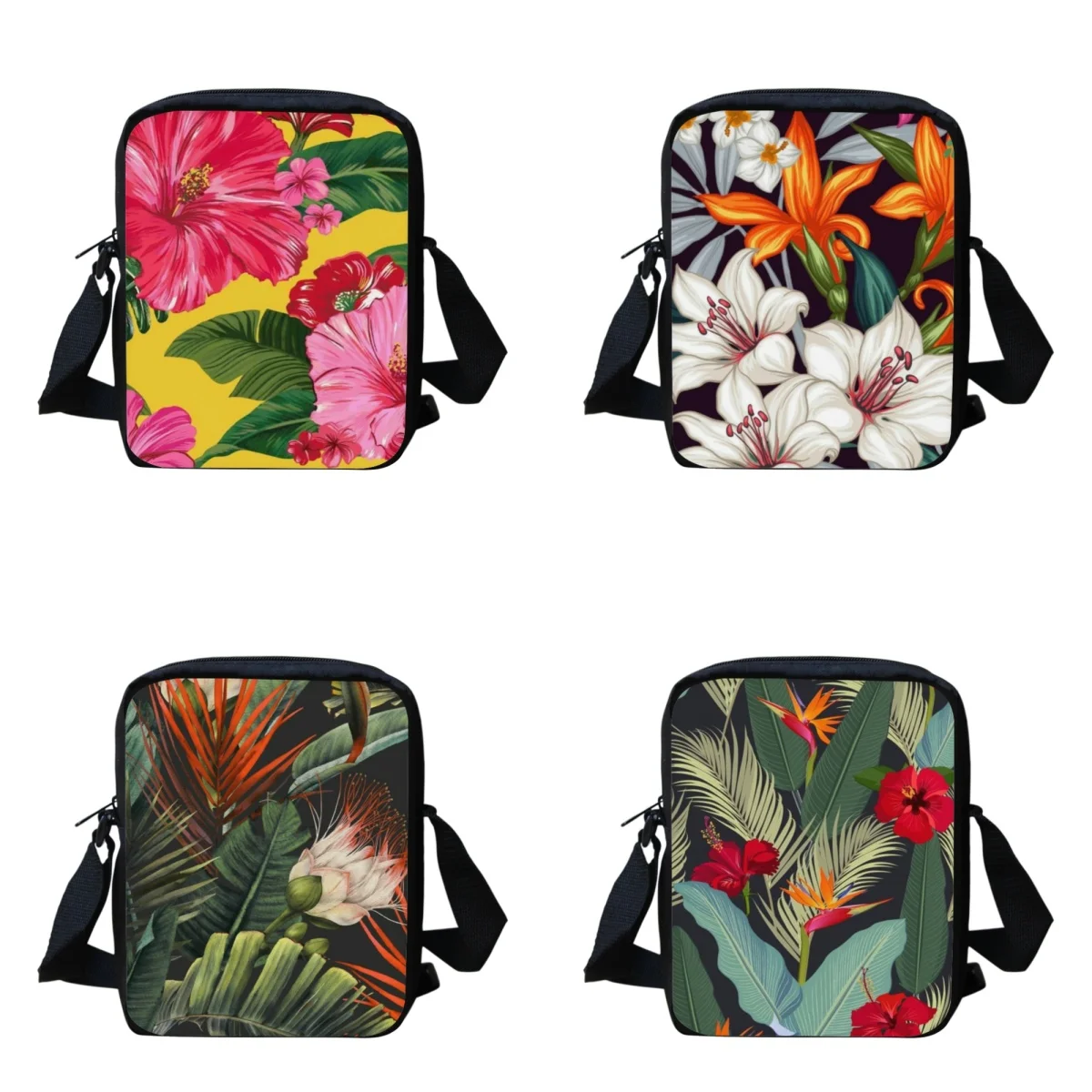 

BELIDOME Women Crossbody Bags Hibiscus Design Adjustable Shoulder Messenger Bag for Girls Portable Mini Lady Sling Cross Body