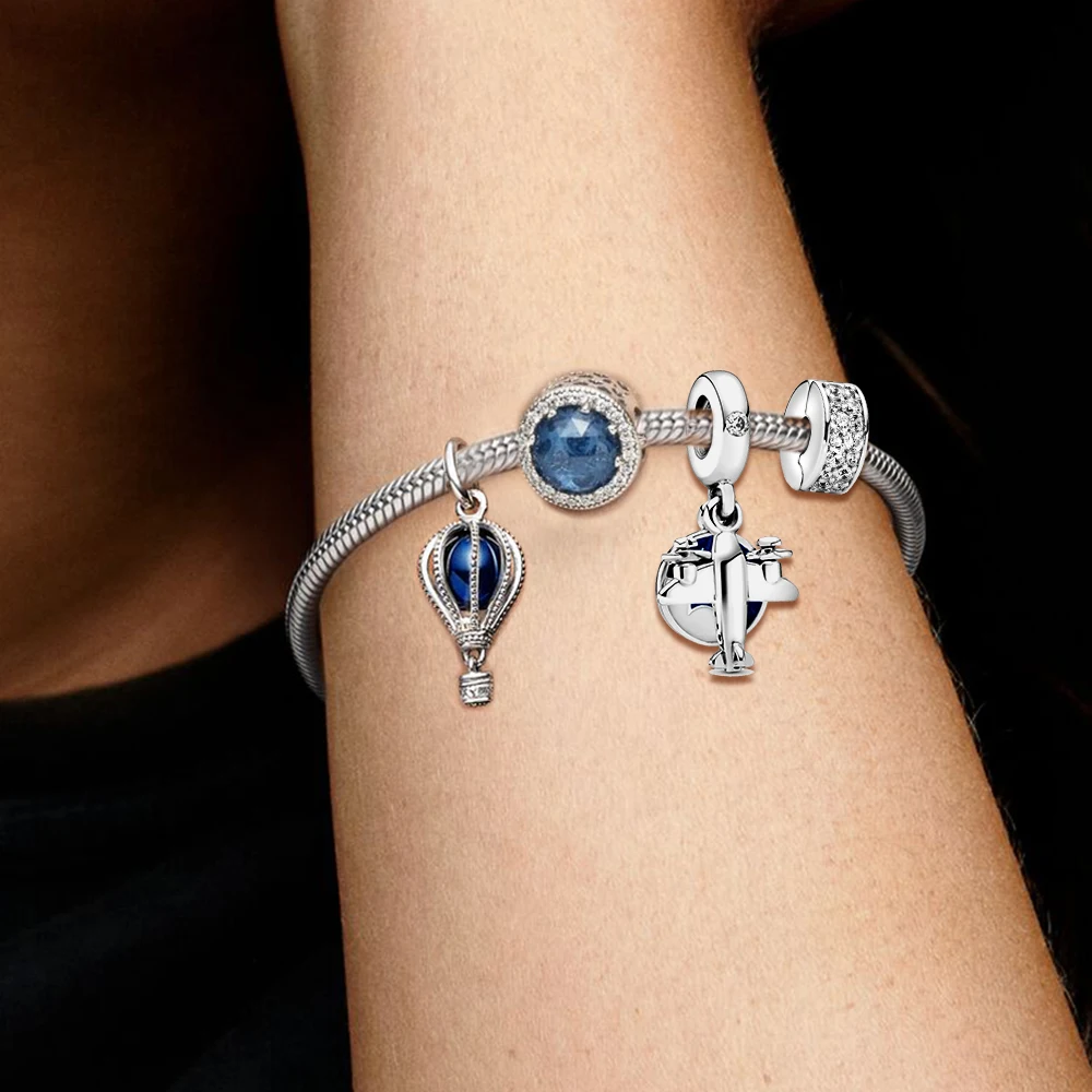 Breloques Pandora en argent regardé 925 pour femmes, classique, romantique, voyage mondial, thème salle, ensemble de bijoux, bricolage, cadeaux