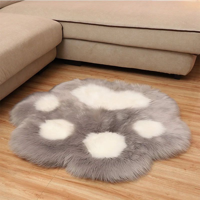 

Bear Paw Rug Faux Wool New Modern Simple Soft Comfortable Floor Mat Office Living Room Desk Bedroom Plush Rug Machine Washable