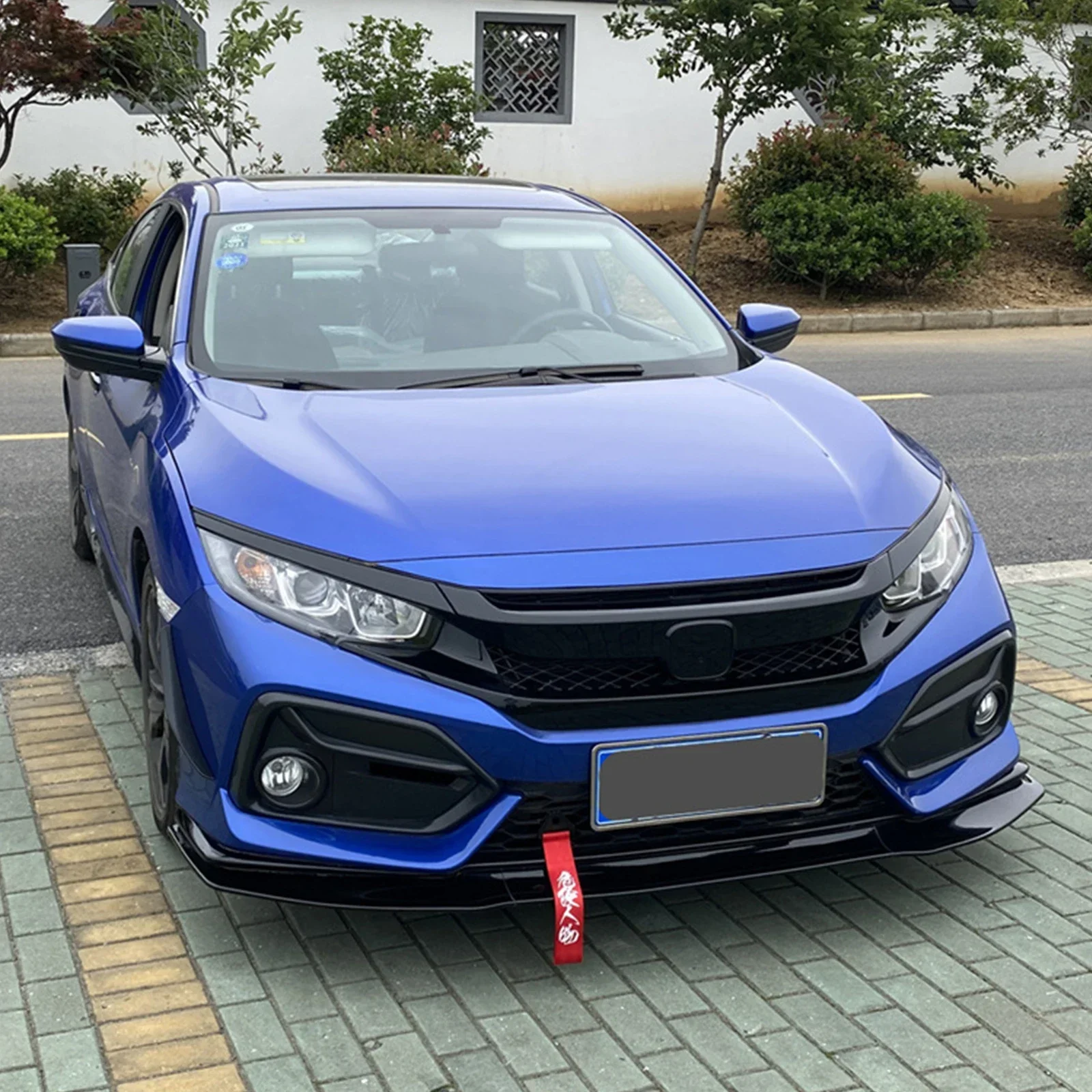 Фото Для Honda Civic 10-го поколения FK7 Hatchback SI 2-х и 4-дверный 2016-2021 гг. Комплект из 3-х частей: сплиттер переднего бампера, диффузор и накладка на передний бампер в стиле GR. №5