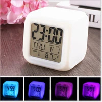 creative led 7 colour change digital glowing alarm clock night light for bedroom child high quality table desk clock