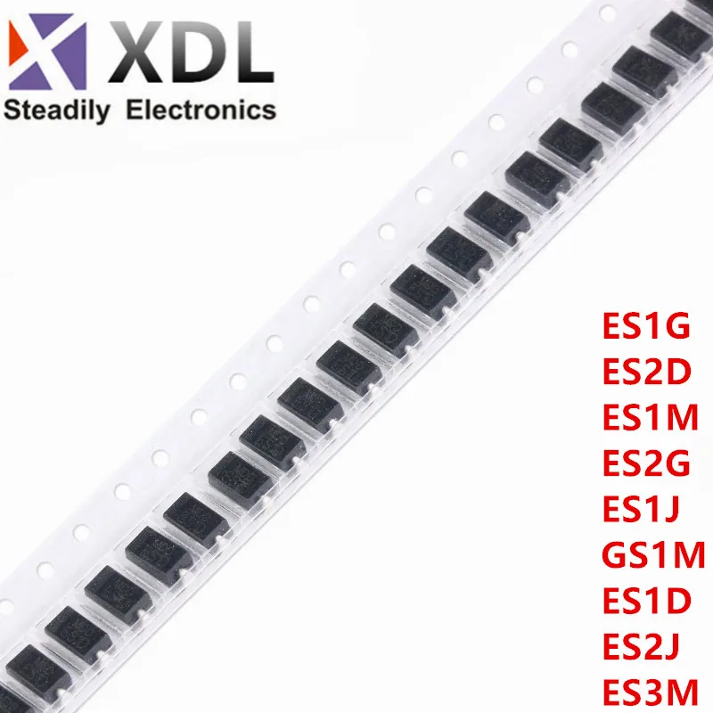 

50Pcs SMD Fast Rectifier Diode ES1G ES2D ES1M ES2G ES1J GS1M ES1D ES2J ES3M 1A 2A 200V 400V 600V 1000V DO-214AC SMA