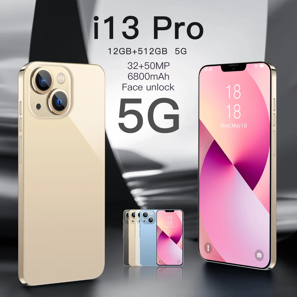 smar phone i13 pro max 6000mah 5g android 11 16gb 512gb 6 7inch unlock celular dace core finger phone 4g cellphones free global shipping
