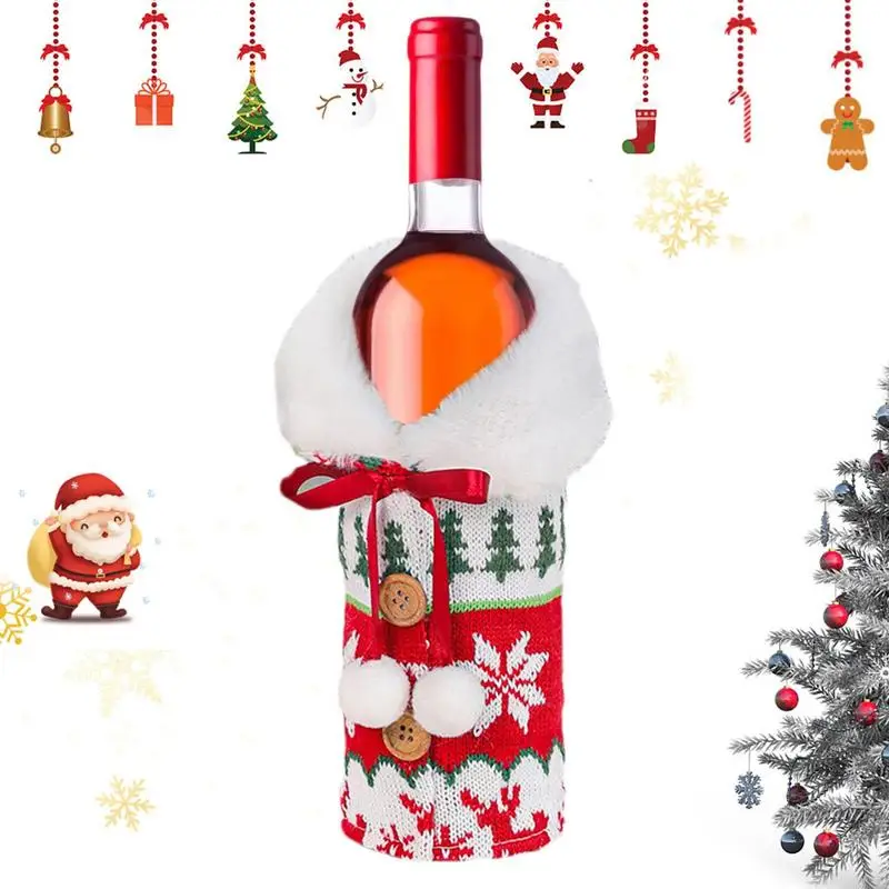 

Крышки для винных бутылок, праздничное платье для бутылки шампанского, вязаная одежда для бутылок на Рождество, свадьбу, день рождения, путешествия, праздничные Вечеринки