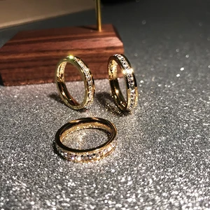 Light Luxury Titanium Steel Rings For Women 2022 Fashion New Design Gold Wedding Band Crystal Jewelr