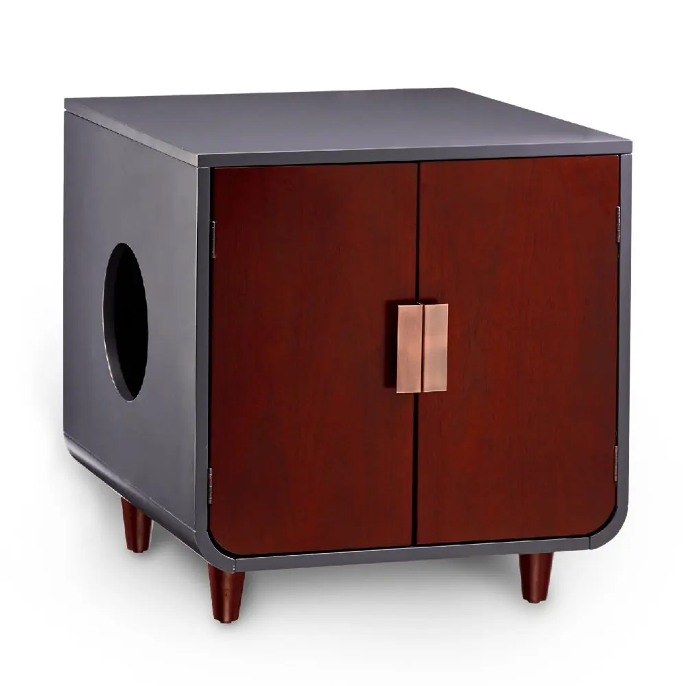 Dyad Wooden Cat Litter Box, Mocha Walnut