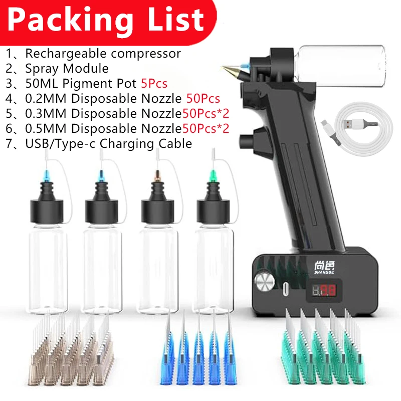 

SHANGSE мини-аэрограф, ручной распылитель, без очистки, переключатель цвета за секунды, высокая эффективность для торта, подарки «сделай сам», татуировки, маленькое украшение