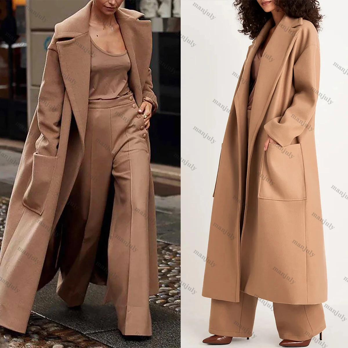 Зимние шерстяные костюмы платья модная Свободная куртка 1 шт. пальто