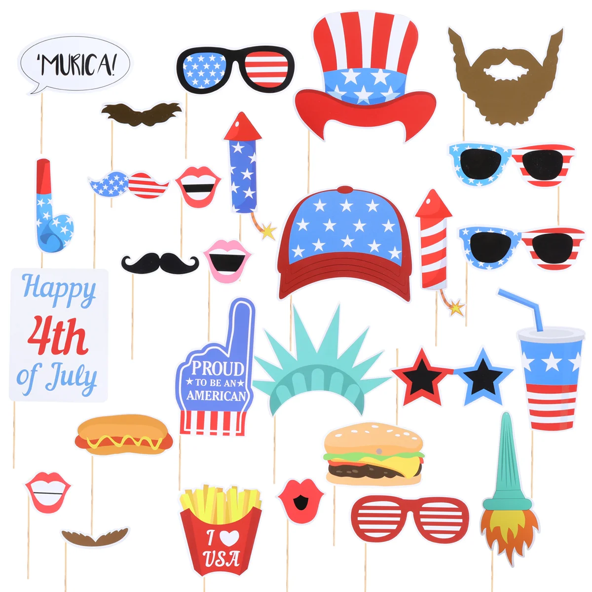 

Photo Props Day Booth Independencejuly Patriotic 4Th Party Decoration Memorial American Fourth Favors Supplies Accessories
