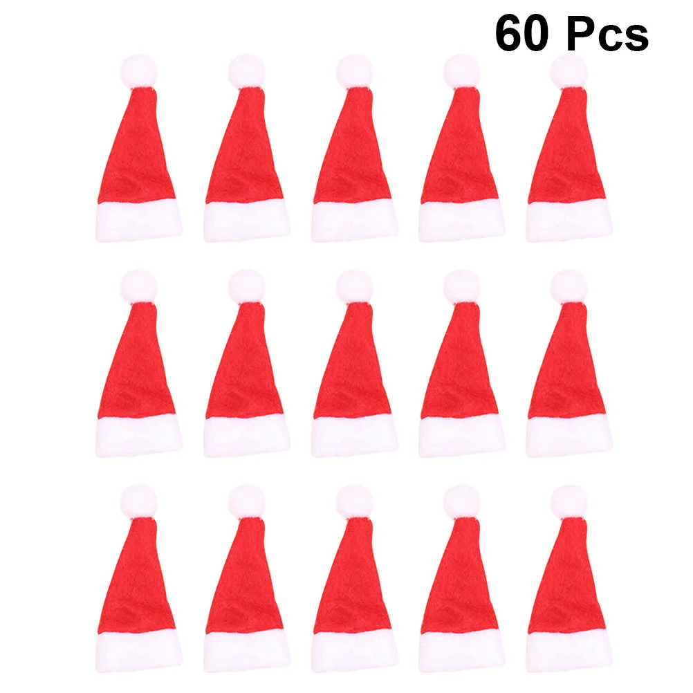 

60pcs Mini Christmas Santa Hat Lollipop Hat Decors Mini Candy Decor DIY Sweet Package for Kids Children (No Lollipop, Red White)