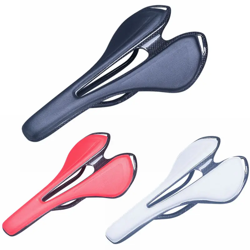 

Super light Weight 125g Bicycle Saddle Carbon Fiber + TOUPE Leather Cushion Cycling Parts Red/Black/White