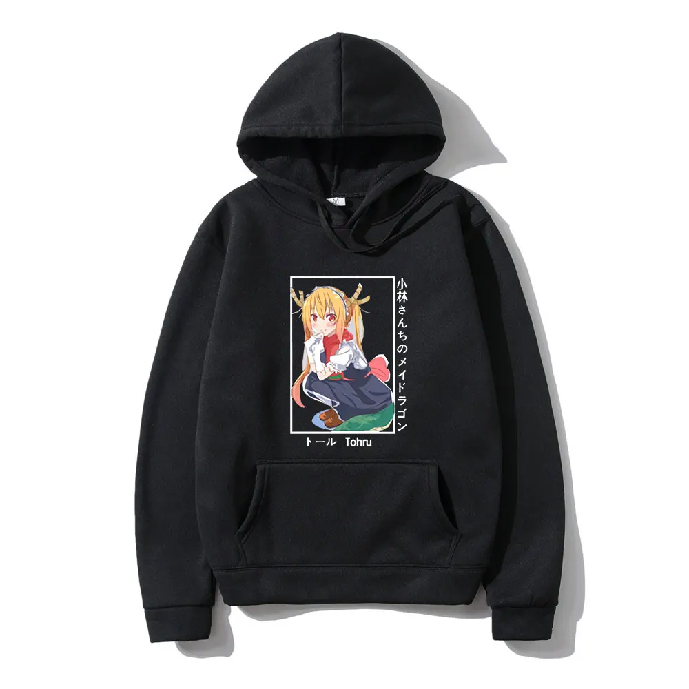 

Anime Miss Kobayashi's Dragon Maid Tohru Harajuku Manga Print Winter Long Sleeves Loose Casual Design Niche Women Hoodie Trend