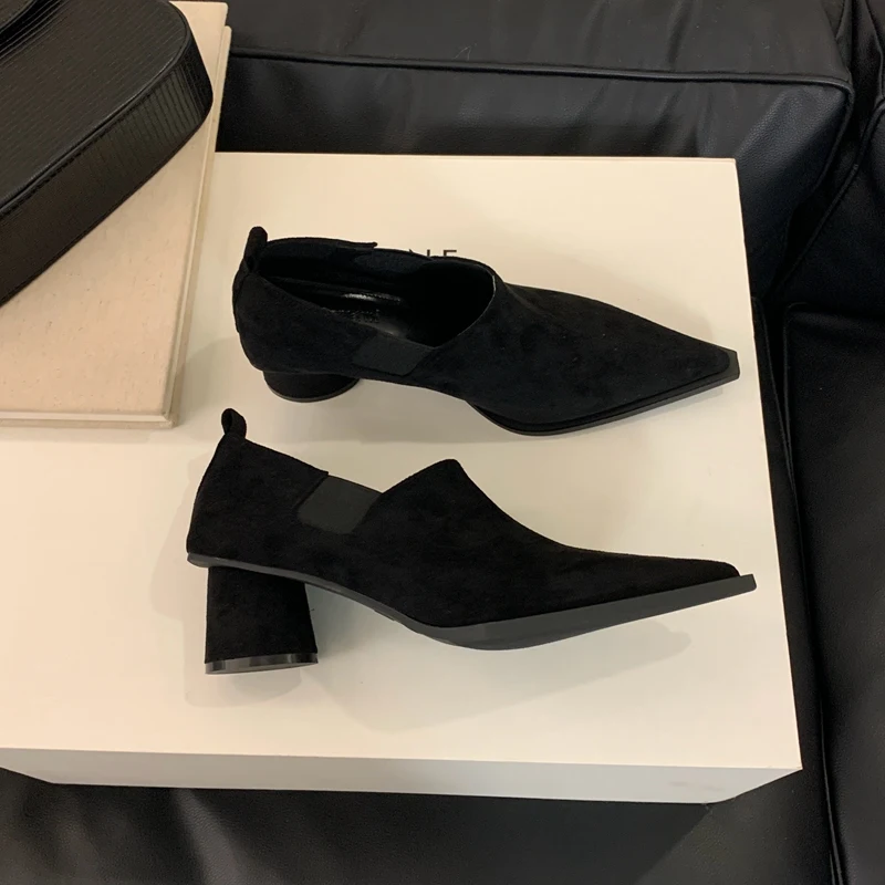 Осень 2024 женские топсайдеры с острым носком модные элегантные туфли-лодочки на