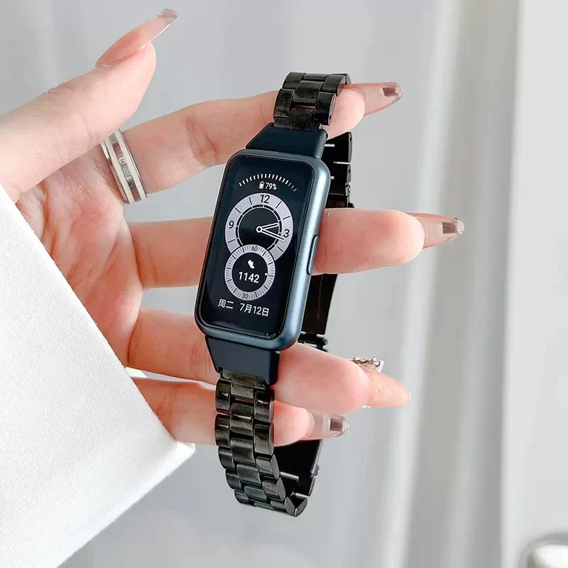 SinHGeY Metal Strap for Huawei Band 7 / 6 Metal Stainless Steel Honor Band 6 Replacement Wristband